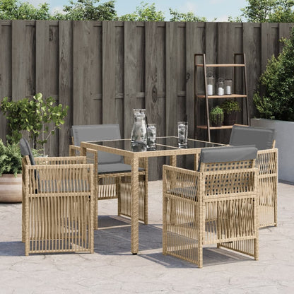 Sedie da Giardino con Cuscini 4 pz Beige Misto in Polyrattan - homemem39