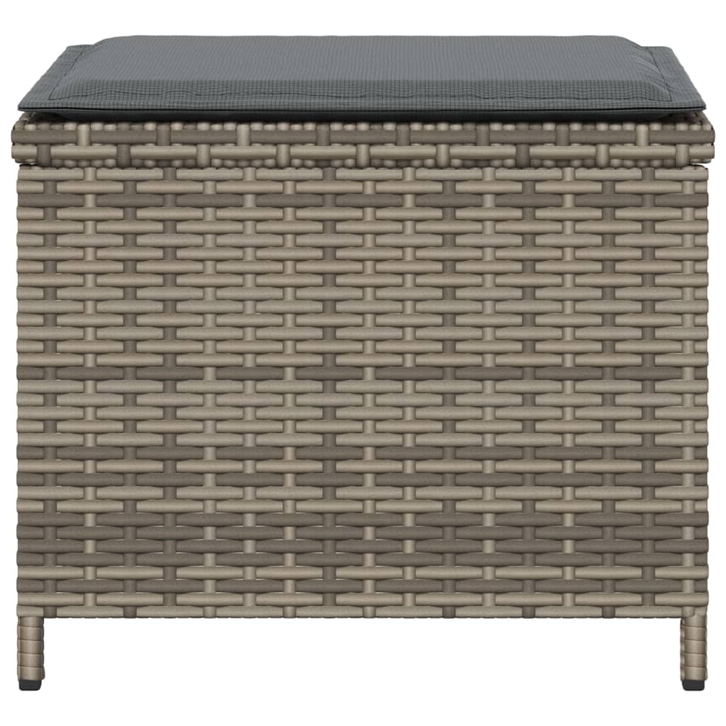 Sgabelli Giardino con Cuscini 4pz Grigi 41x41x36cm Polyrattan - homemem39