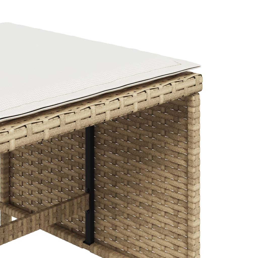 Sgabelli Giardino con Cuscini 4pz Beige 41x41x36cm Polyrattan - homemem39