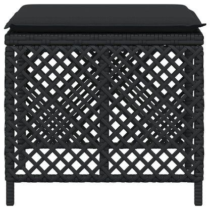 Sgabelli da Giardino con Cuscini 4pz Neri 41x41x36cm Polyrattan - homemem39