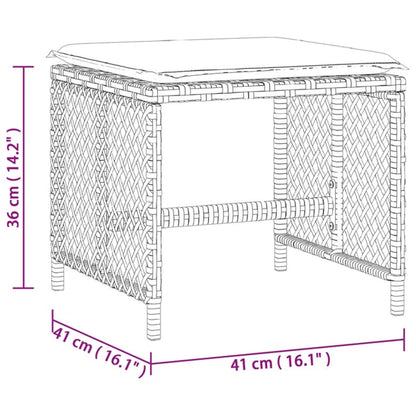 Sgabelli da Giardino con Cuscini 4pz Neri 41x41x36cm Polyrattan - homemem39