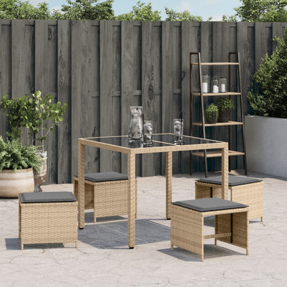 Sgabelli Giardino Cuscini 4pz Beige Misto 41x41x36cm Polyrattan