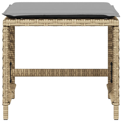 Sgabelli Giardino Cuscini 4pz Beige Misto 41x41x36cm Polyrattan