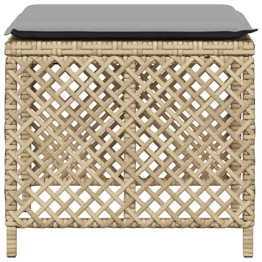 Sgabelli Giardino Cuscini 4pz Beige Misto 41x41x36cm Polyrattan - homemem39