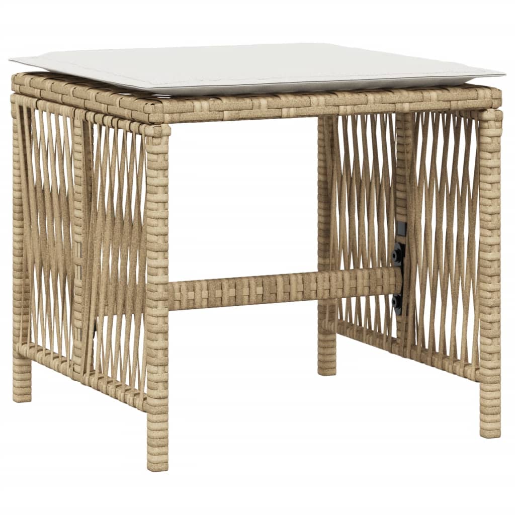 Sgabelli Giardino con Cuscini 4pz Beige 41x41x36cm Polyrattan