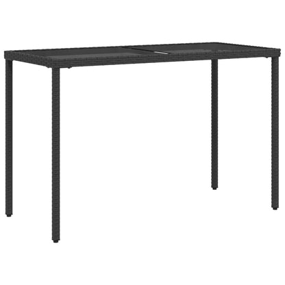 Tavolo da Giardino Piano in Vetro Nero 115x54x74 cm Polyrattan - homemem39