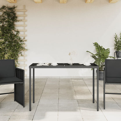 Tavolo da Giardino Piano in Vetro Nero 115x54x74 cm Polyrattan - homemem39