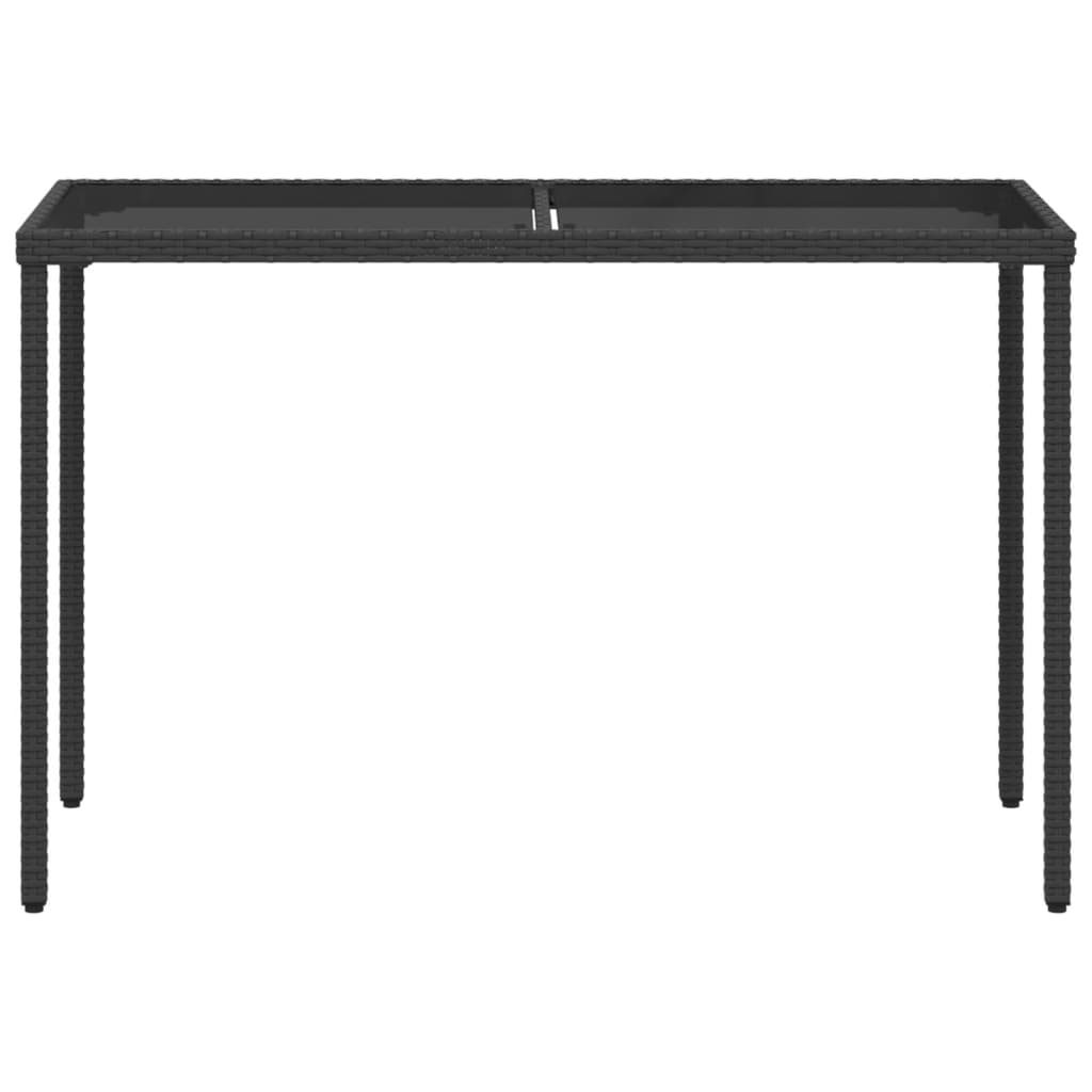 Tavolo da Giardino Piano in Vetro Nero 115x54x74 cm Polyrattan - homemem39