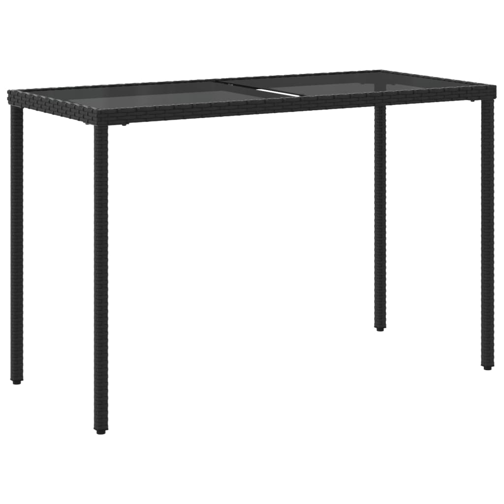 Tavolo da Giardino Piano in Vetro Nero 115x54x74 cm Polyrattan - homemem39