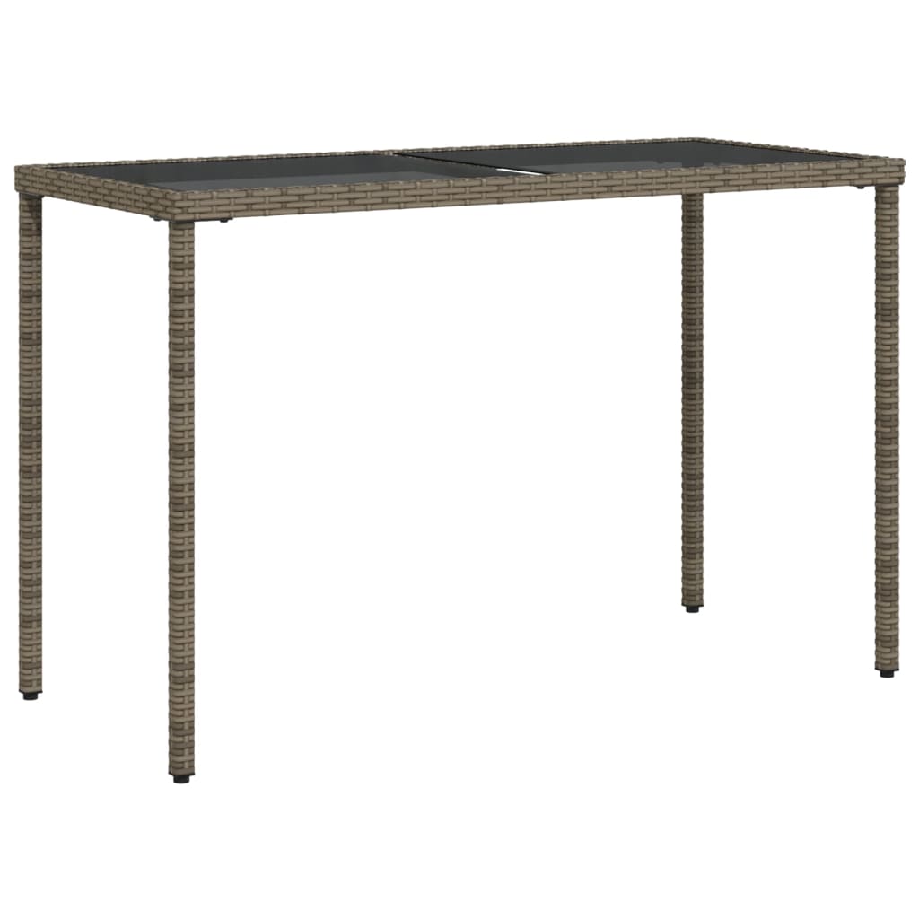 Tavolo da Giardino Piano in Vetro Grigio 115x54x74cm Polyrattan - homemem39