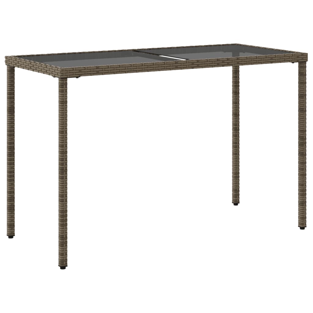 Tavolo da Giardino Piano in Vetro Grigio 115x54x74cm Polyrattan - homemem39