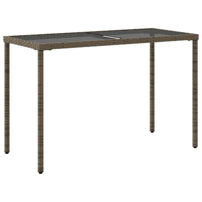 Tavolo da Giardino Piano in Vetro Grigio 115x54x74cm Polyrattan - homemem39