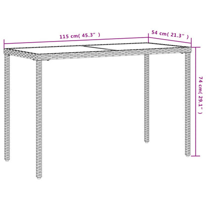 Tavolo Giardino con Piano Vetro Marrone 115x54x74 cm Polyrattan - homemem39