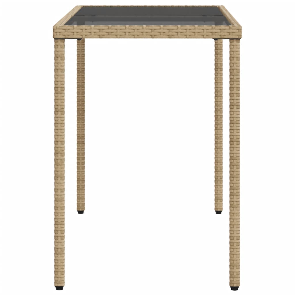 Tavolo da Giardino con Piano Vetro Beige 115x54x74cm Polyrattan - homemem39