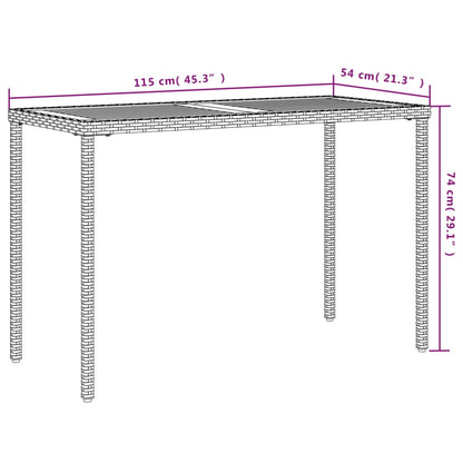 Tavolo Giardino Piano Legno Acacia Grigio 115x54x74 Polyrattan - homemem39