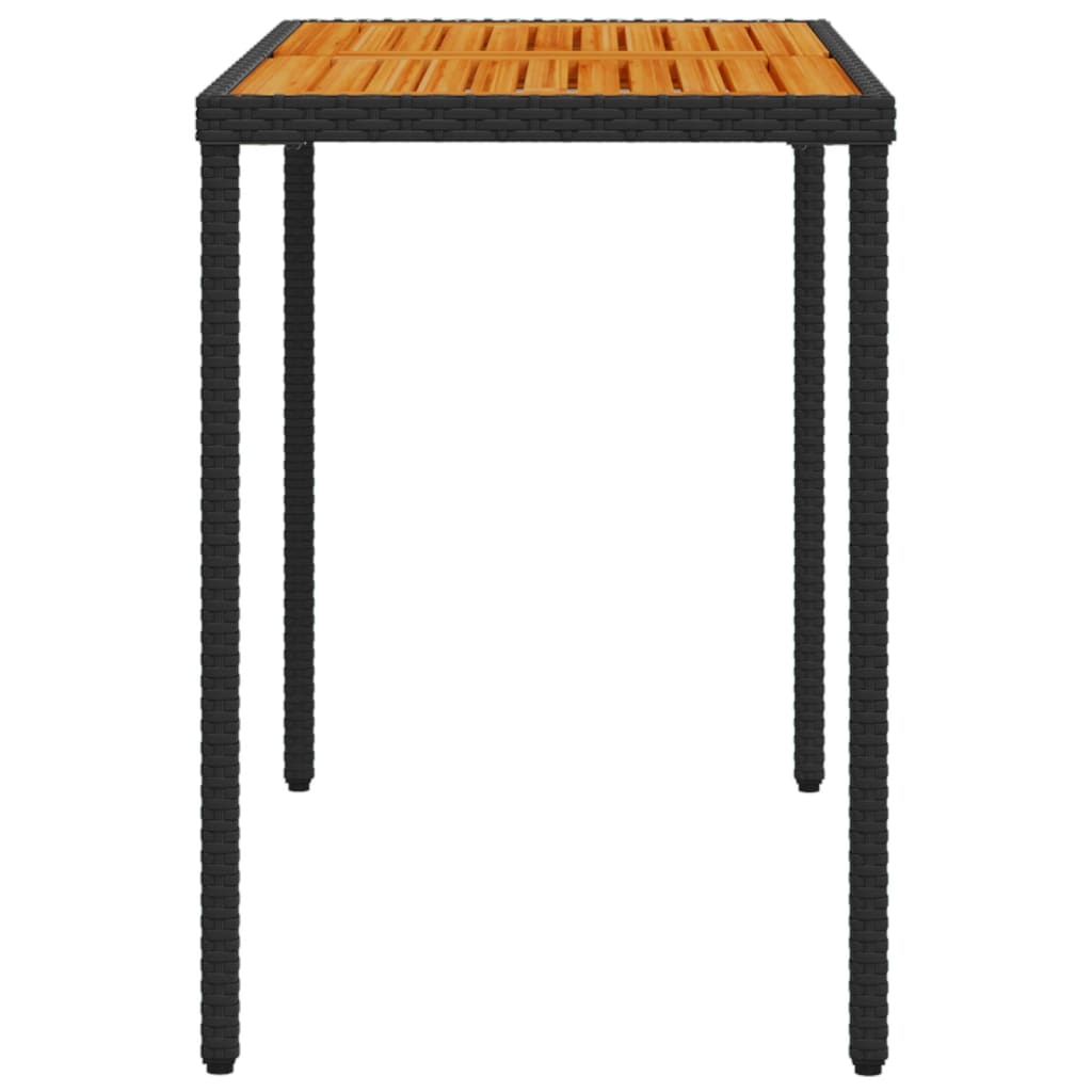 Tavolo Giardino Piano Legno Acacia Nero 115x54x74cm Polyrattan - homemem39