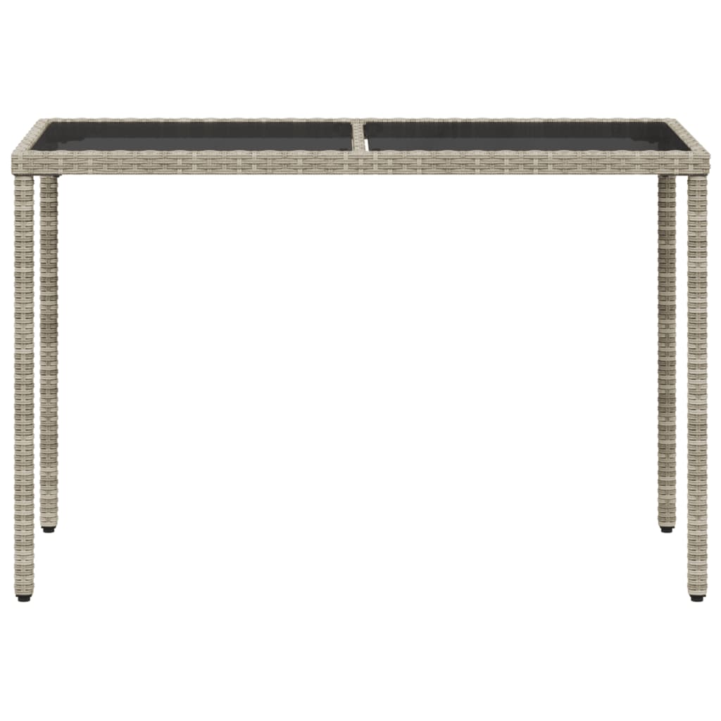 Tavolo Giardino Piano Vetro Grigio Chiaro 115x54x74 Polyrattan - homemem39