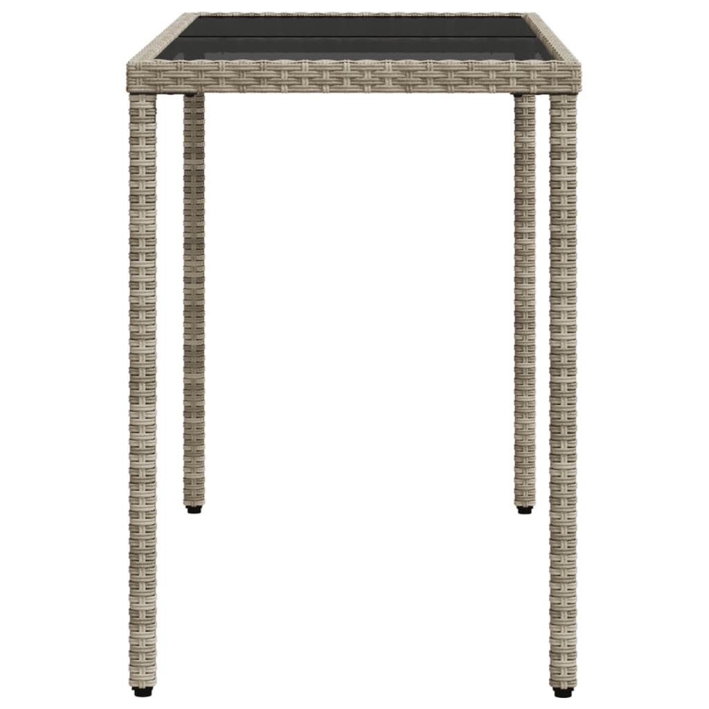 Tavolo Giardino Piano Vetro Grigio Chiaro 115x54x74 Polyrattan - homemem39