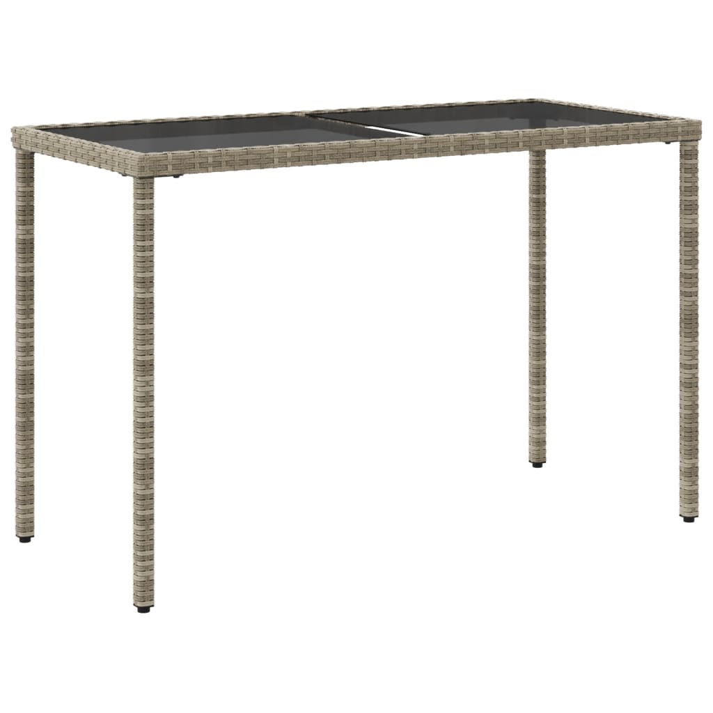 Tavolo Giardino Piano Vetro Grigio Chiaro 115x54x74 Polyrattan - homemem39