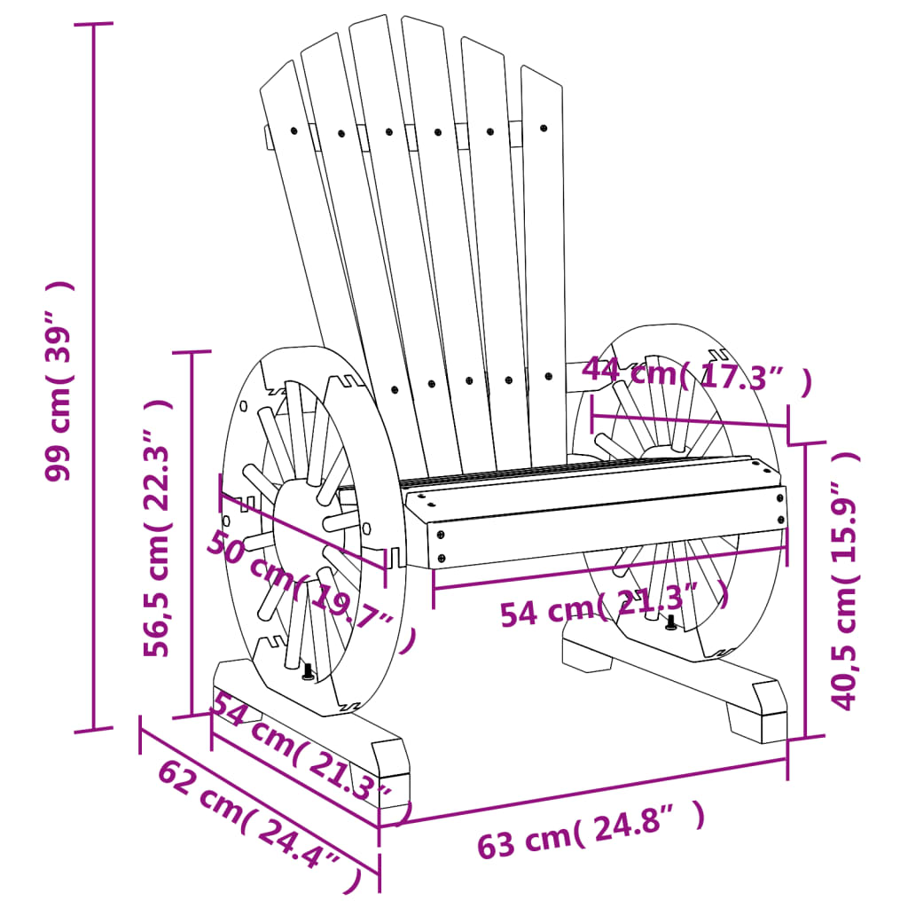 Sedia da Giardino Adirondack in Legno Massello di Abete - homemem39