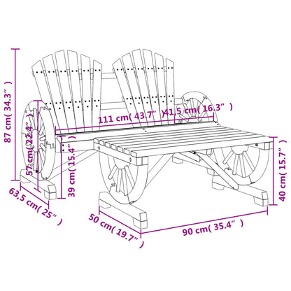 Set Salotto da Giardino 2 pz in Legno Massello di Abete