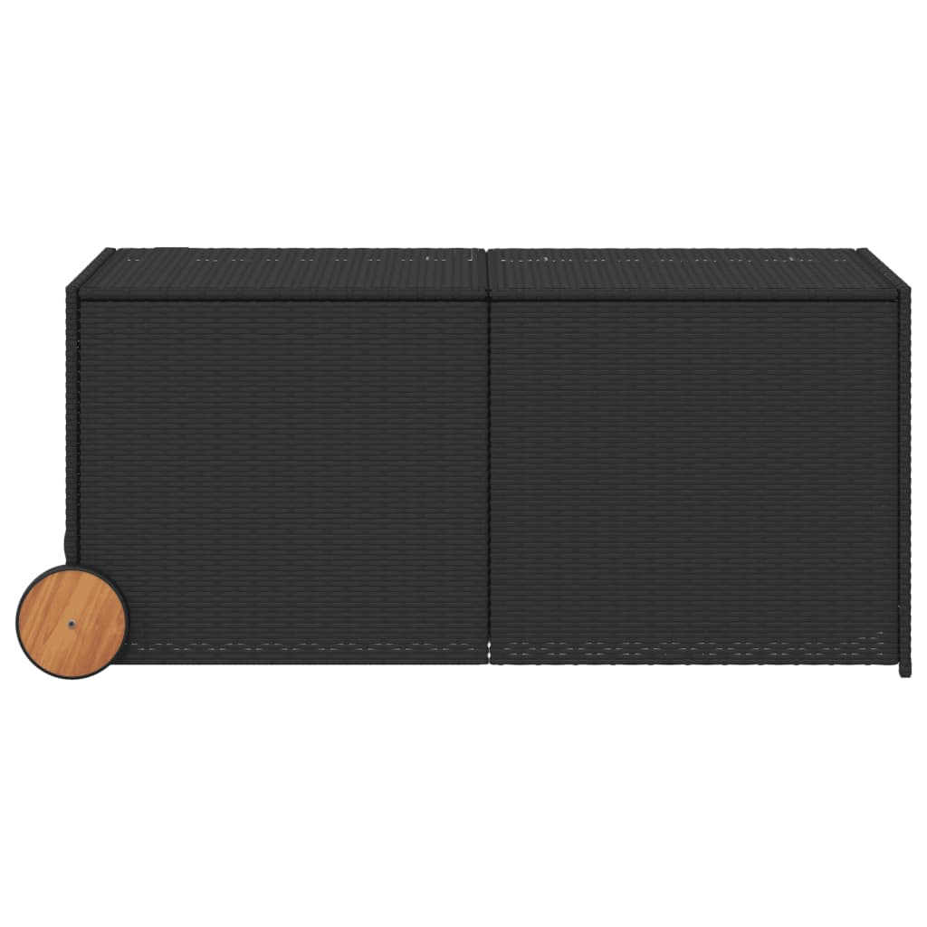 Contenitore da Giardino con Ruote Nero 283L in Polyrattan - homemem39