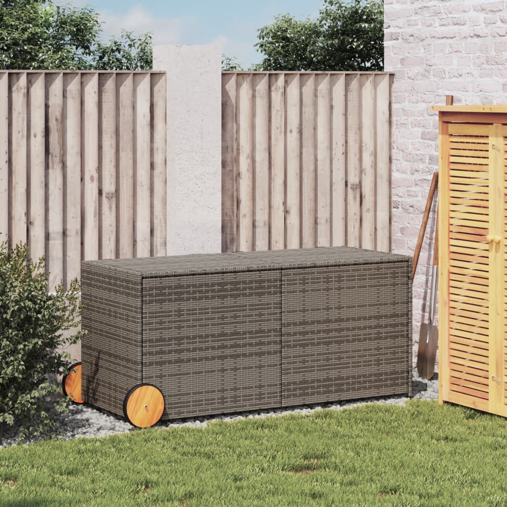 Contenitore da Giardino con Ruote Grigio 283L in Polyrattan - homemem39