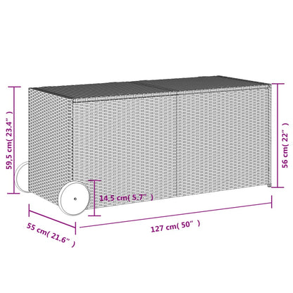 Contenitore da Giardino con Ruote Grigio 283L in Polyrattan - homemem39