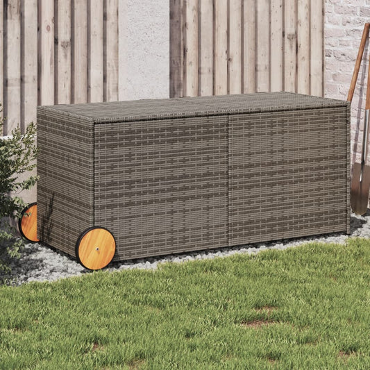 Contenitore da Giardino con Ruote Grigio 283L in Polyrattan - homemem39