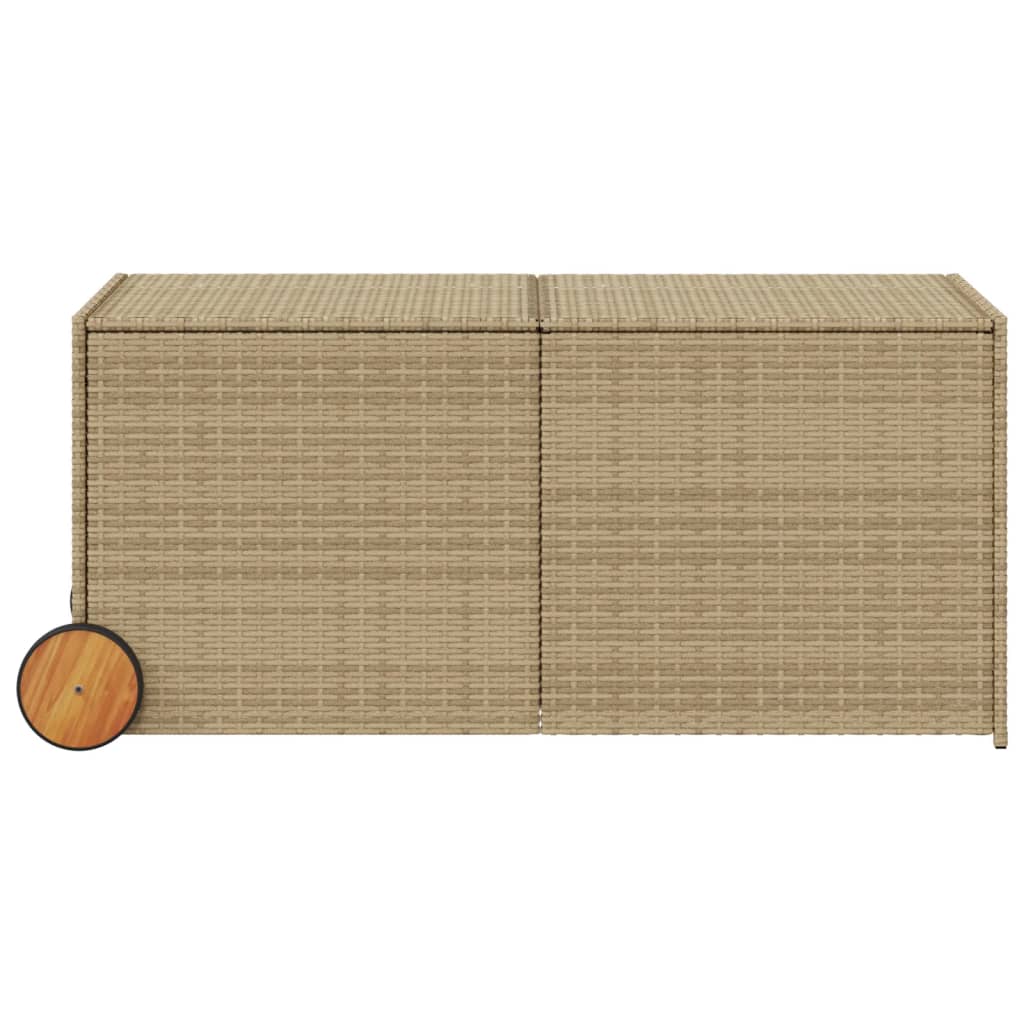 Contenitore da Giardino con Ruote Beige Misto 283L Polyrattan