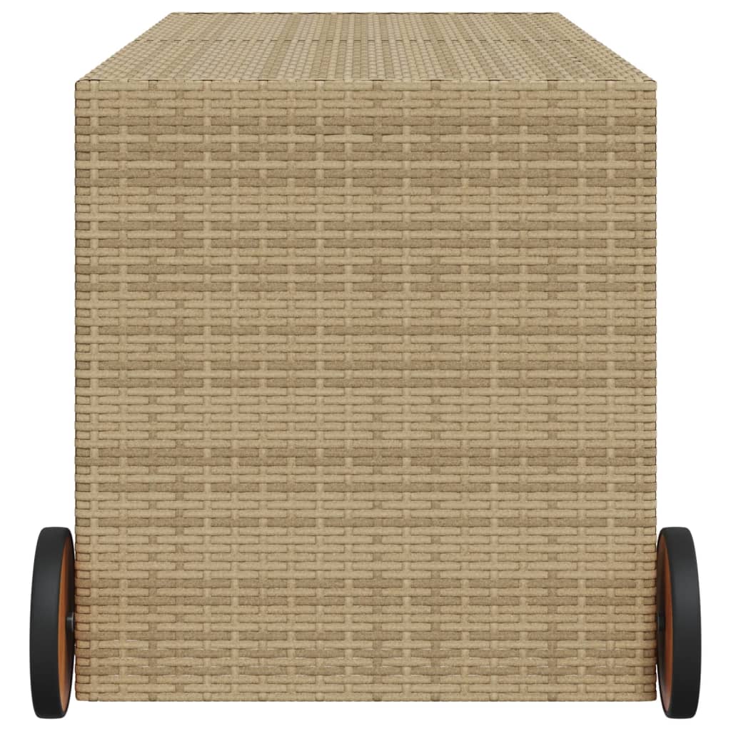 Contenitore da Giardino con Ruote Beige Misto 283L Polyrattan