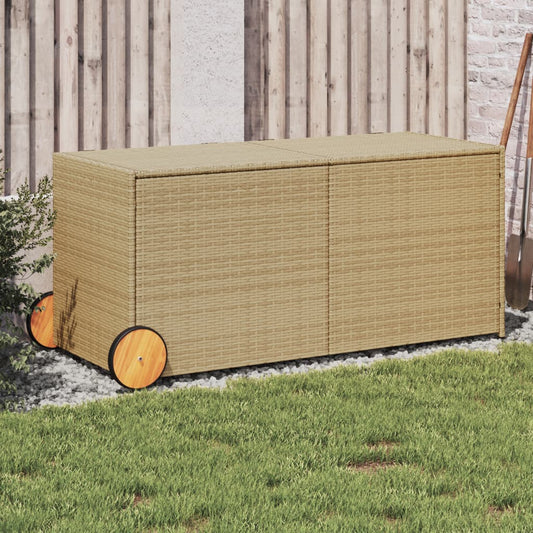 Contenitore da Giardino con Ruote Beige Misto 283L Polyrattan