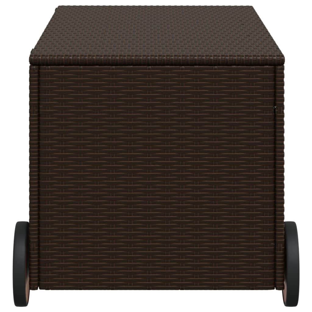 Contenitore da Giardino con Ruote Marrone 190L in Polyrattan - homemem39