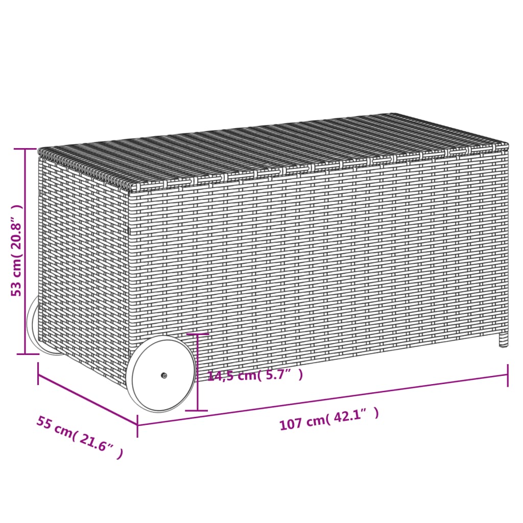 Contenitore da Giardino con Ruote Marrone 190L in Polyrattan - homemem39