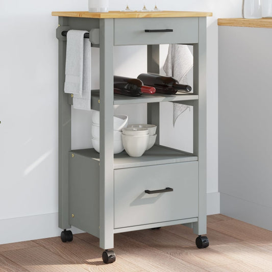 Carrello da Cucina MONZA 48x40x90 cm in Legno Massello di Pino