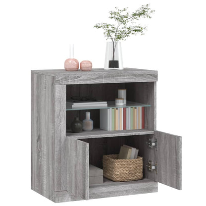 Credenza con Luci LED Grigio Sonoma 60,5x37x67 cm