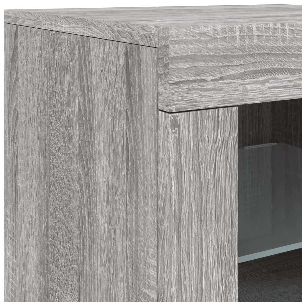 Credenza con Luci LED Grigio Sonoma 60,5x37x67 cm