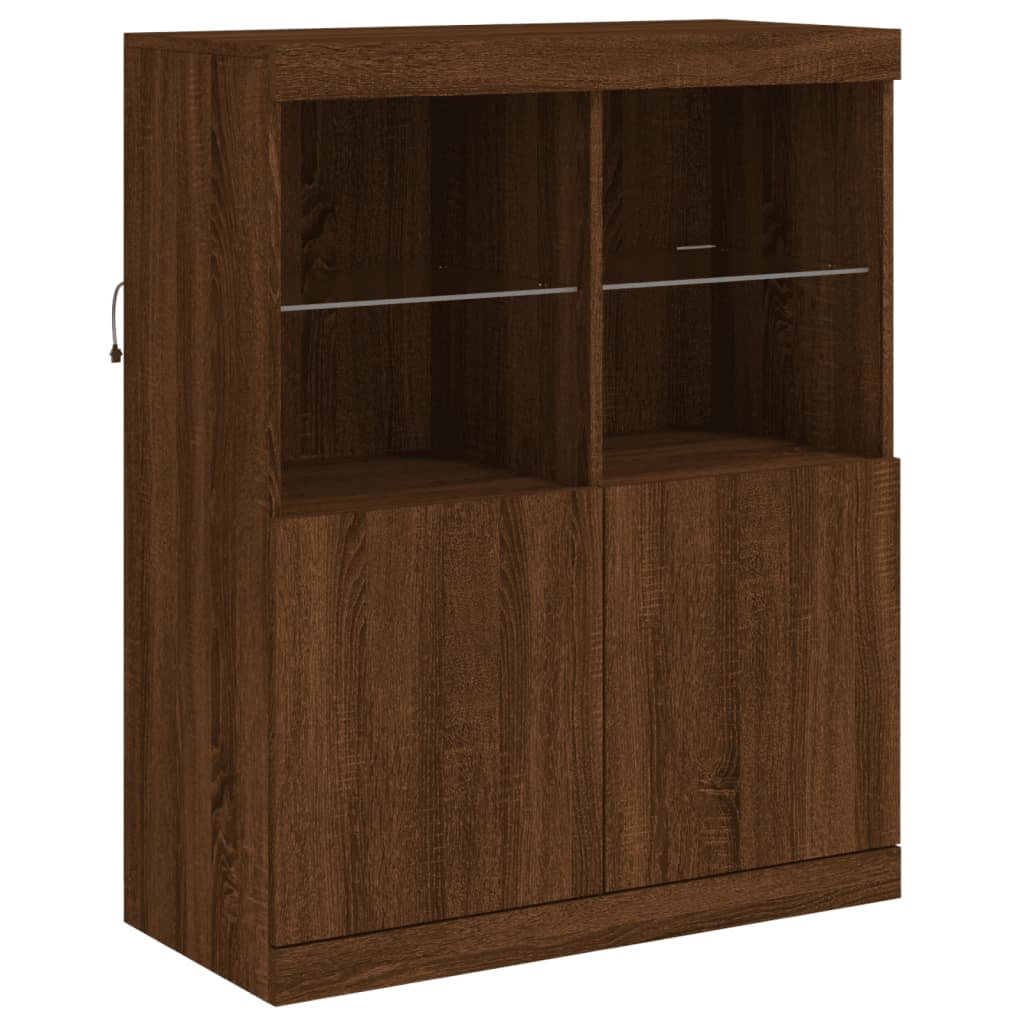 Credenza con Luci LED Rovere Marrone 81x37x100 cm