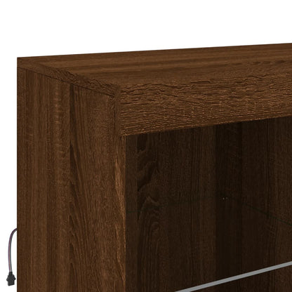 Credenza con Luci LED Rovere Marrone 81x37x100 cm