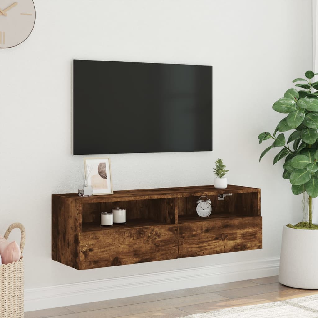 Mobile TV a Parete Rovere Fumo 100x30x30 cm Legno Multistrato - homemem39