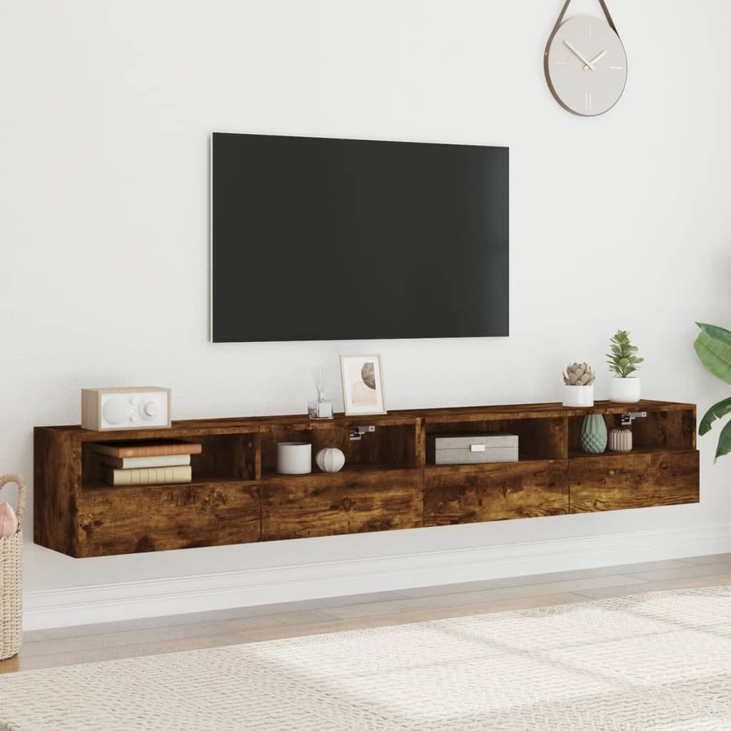 Mobili TV Parete 2pz Rovere Fumo 100x30x30 cm Legno Multistrato - homemem39