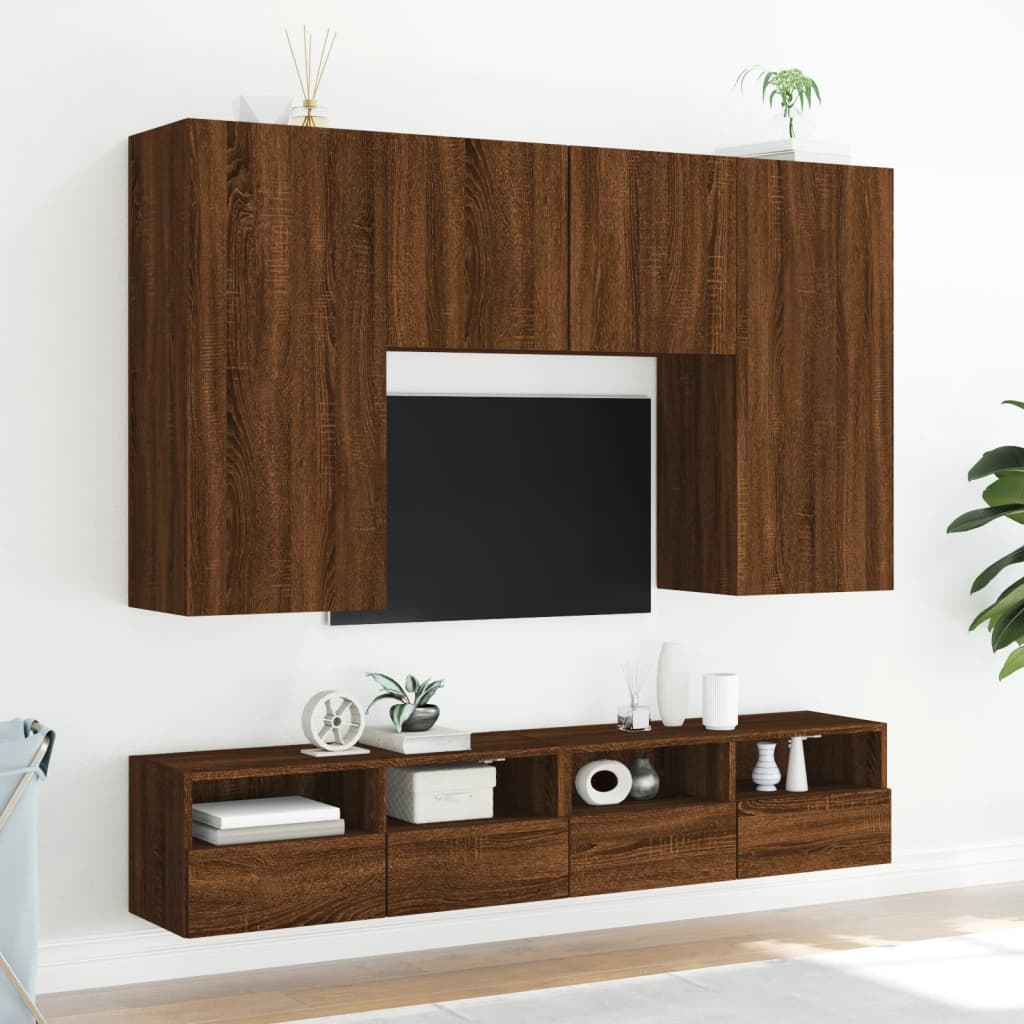 Mobile TV a Parete Rovere Marrone 100x30x30cm Legno Multistrato - homemem39