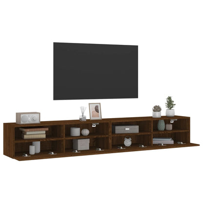 Mobili TV Muro 2pz Rovere Marrone 100x30x30cm Legno Multistrato - homemem39