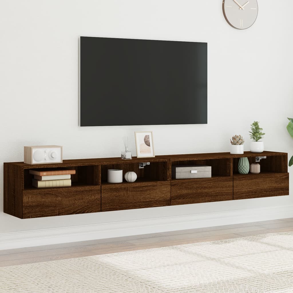 Mobili TV Muro 2pz Rovere Marrone 100x30x30cm Legno Multistrato - homemem39