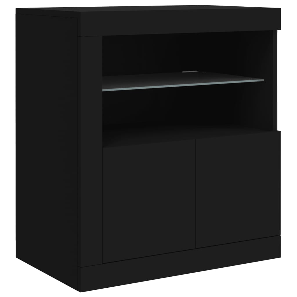 Credenza con Luci LED Nera 162x37x67 cm