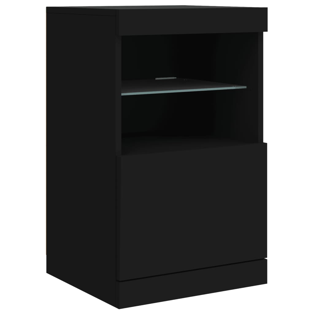 Credenza con Luci LED Nera 162x37x67 cm