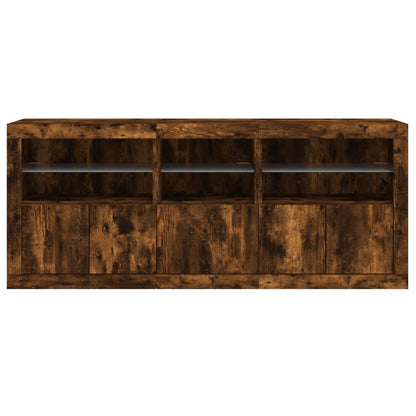 Credenza con Luci LED Rovere Fumo 162x37x67 cm