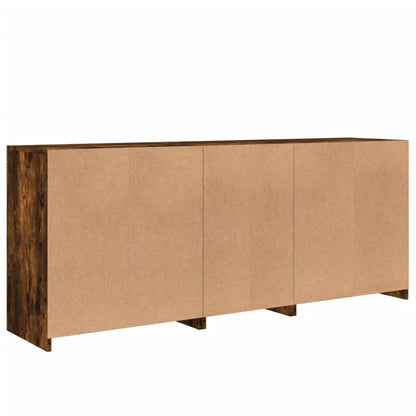 Credenza con Luci LED Rovere Fumo 162x37x67 cm