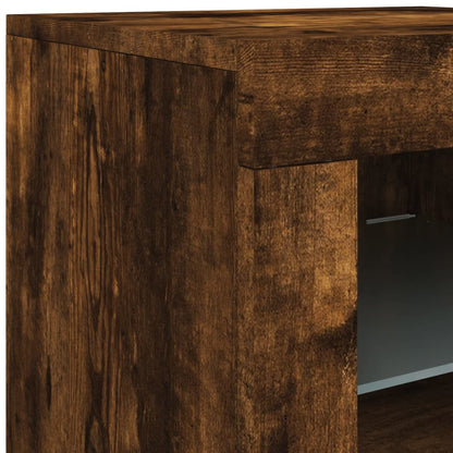 Credenza con Luci LED Rovere Fumo 162x37x67 cm