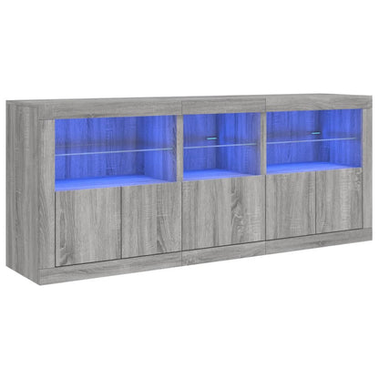 Credenza con Luci LED Grigio Sonoma 162x37x67 cm